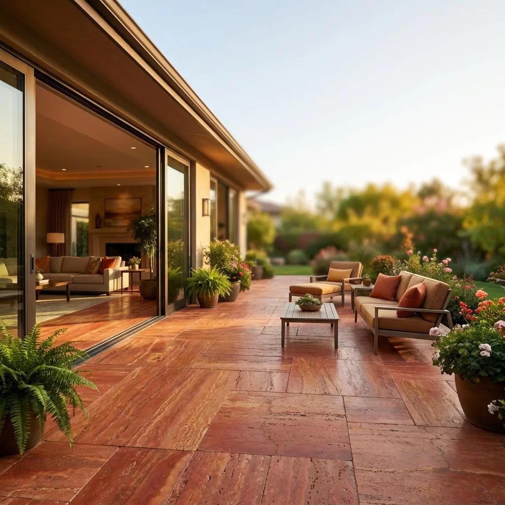 Premium Vein-Cut Red Travertine Natural Stone